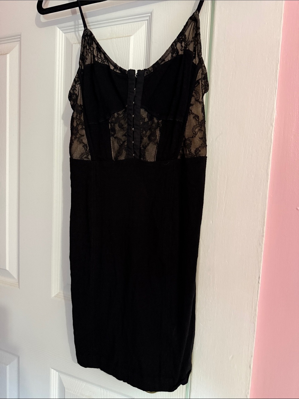 Free People Intimately Black Lace-Trim Bodycon Dress